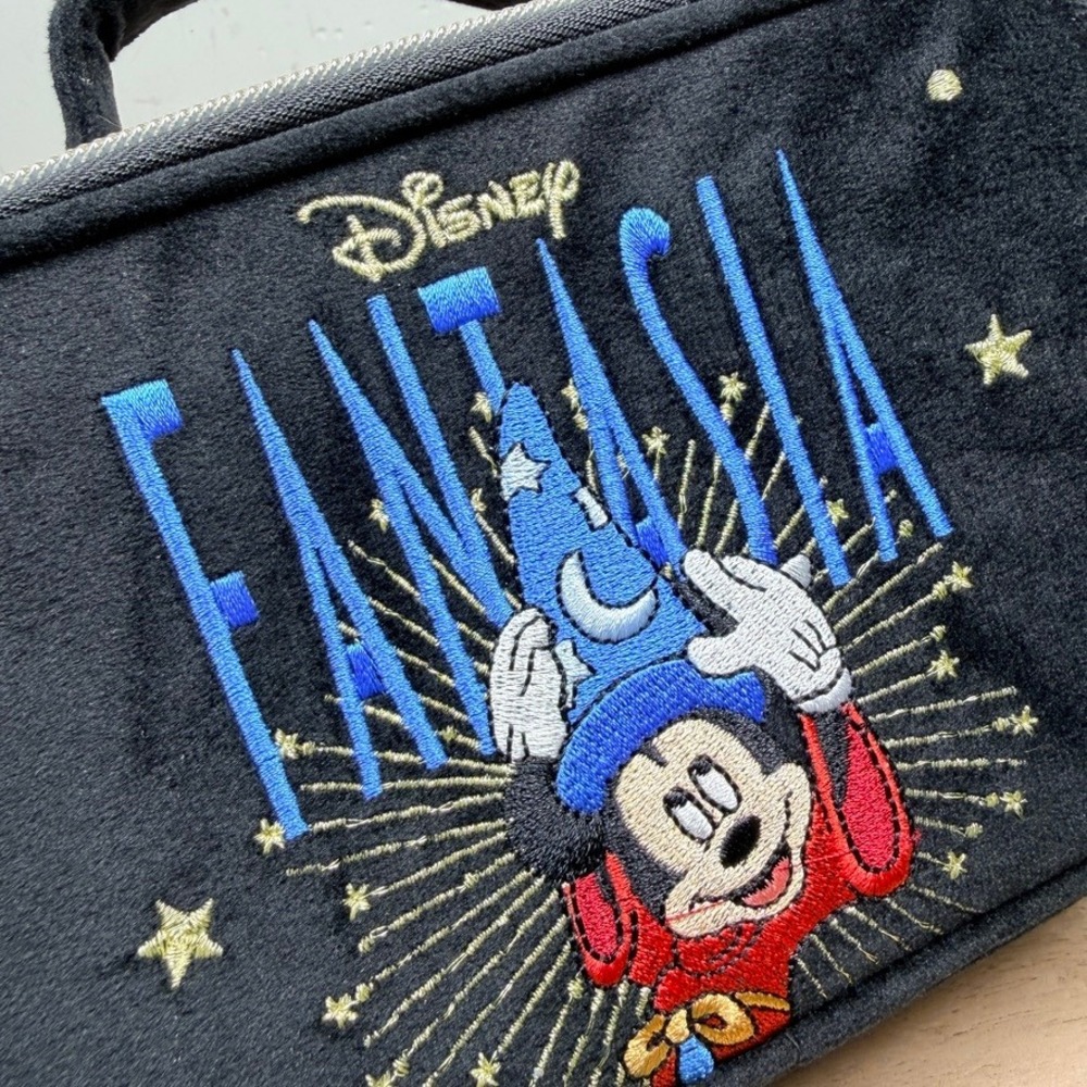 Disney Primark Fantasia Cosmetic Makeup Bag Black Sorcerer Mickey Velvet‎ NWT - Picture 6 of 10